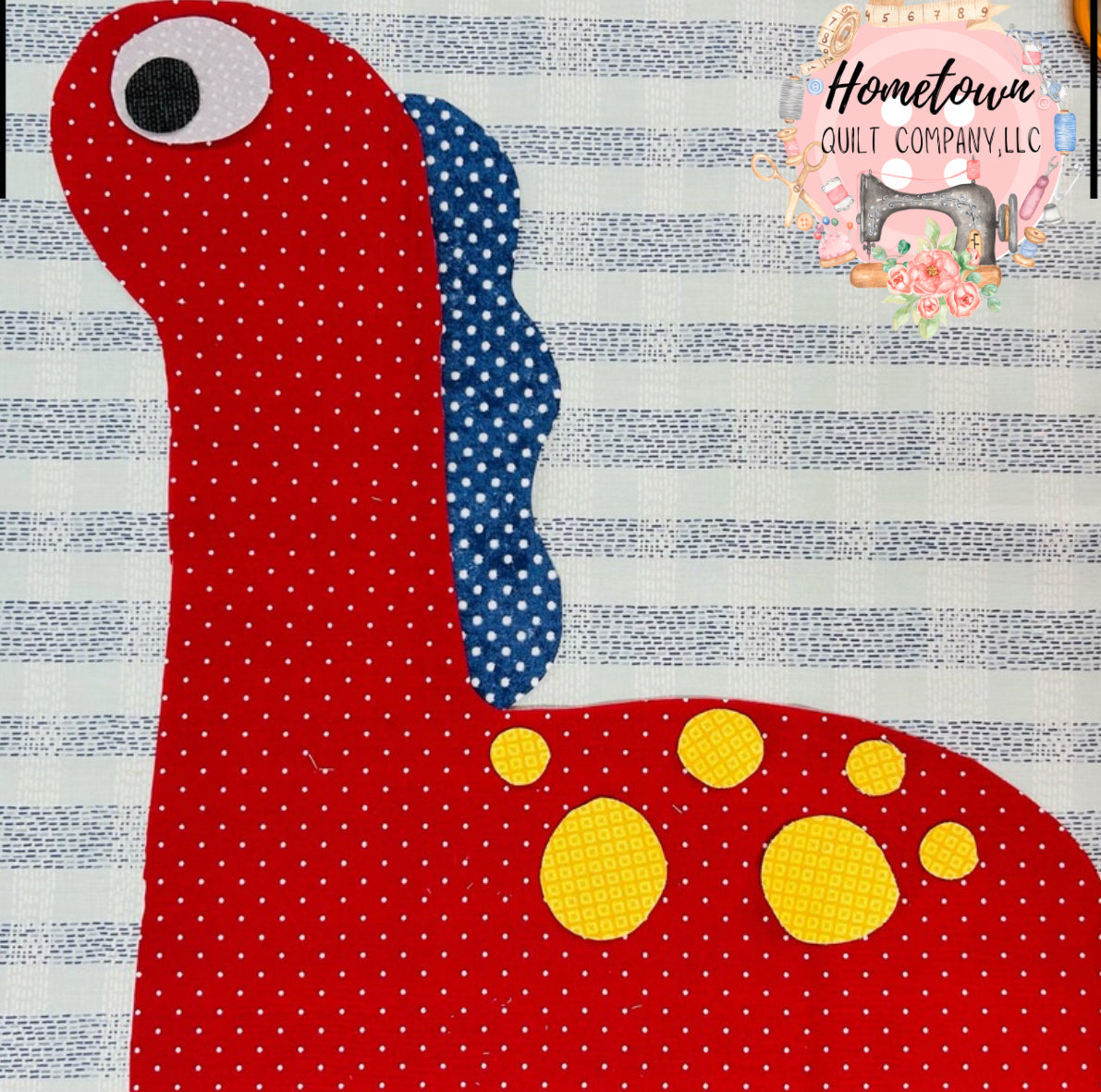 Red Dinosaur Block Printed Template