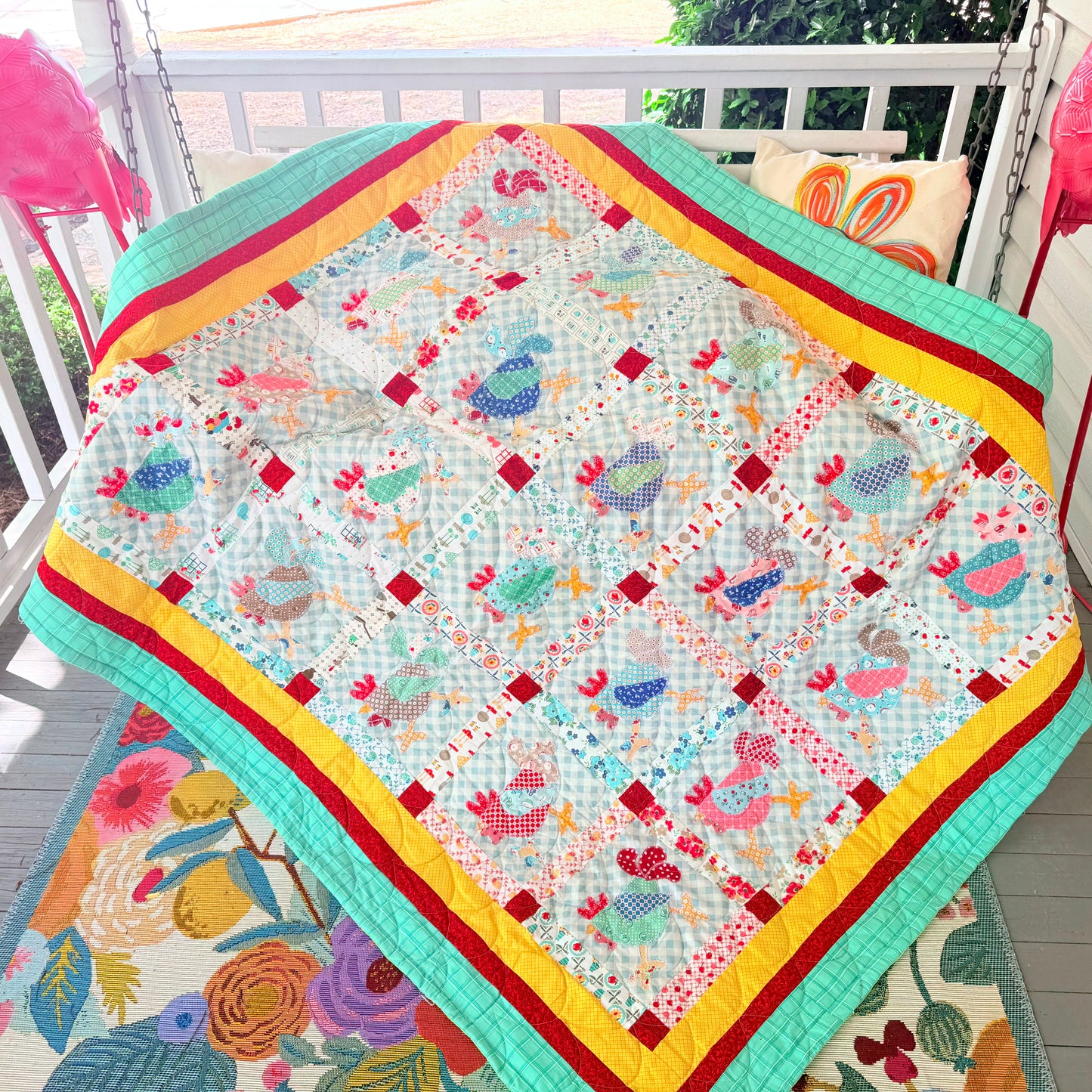 50x60 Funky Chickens Finished Quilt