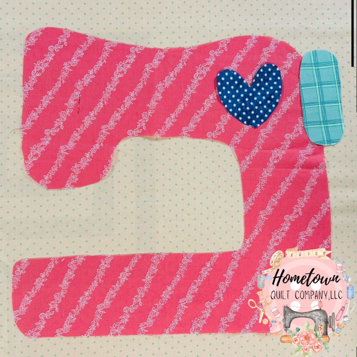 Pink Sewing Machine Block Template