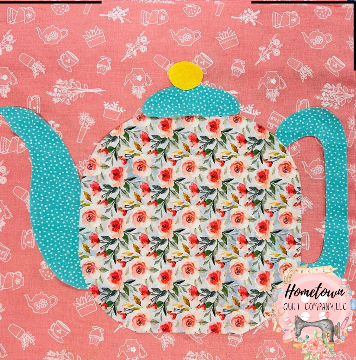 Pink Teapot Block Template