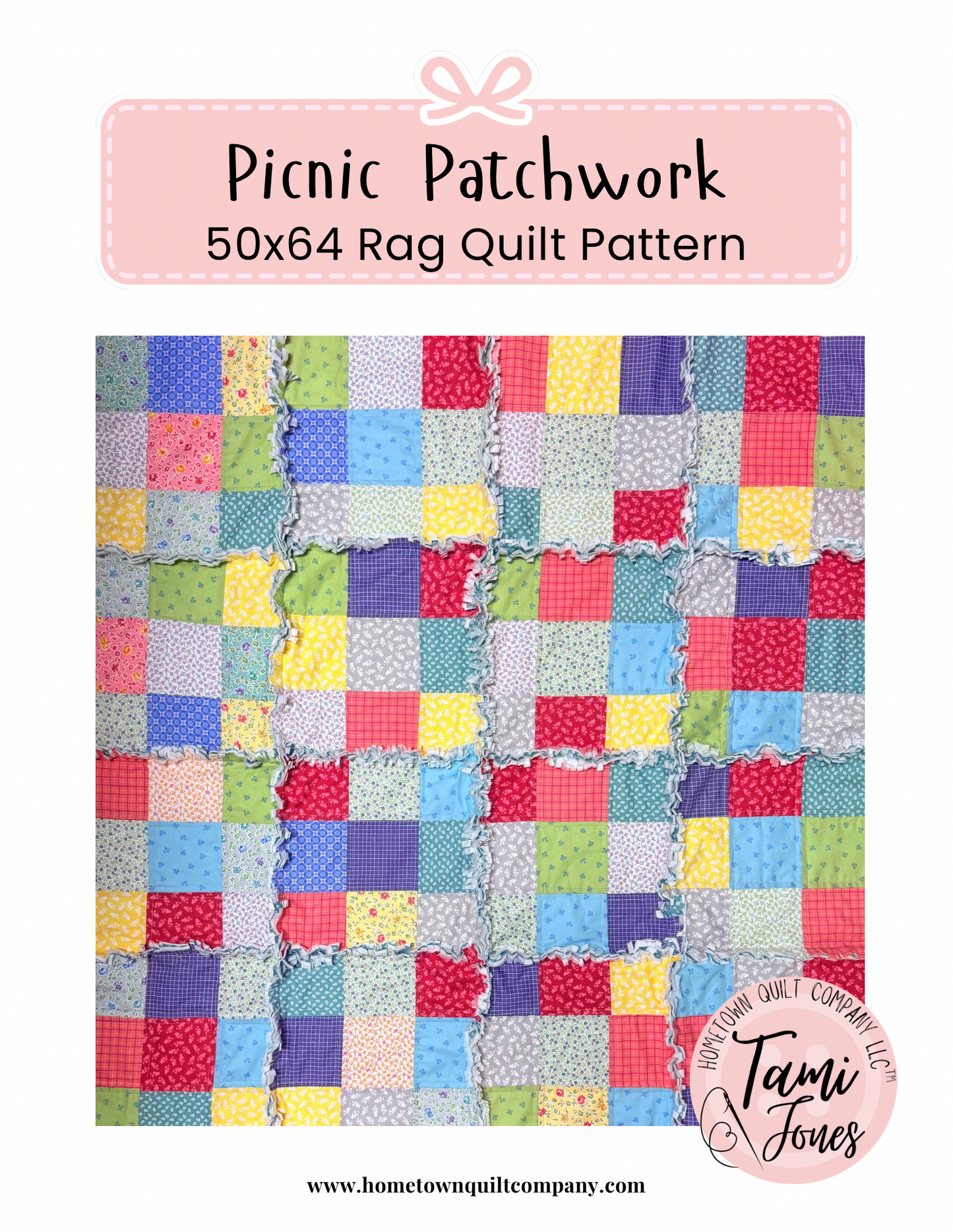 Picnic Patchwork Rag Quilt Digital Download