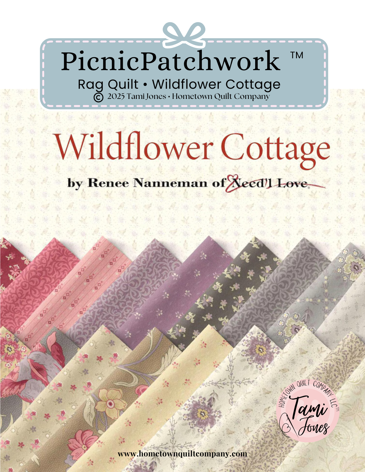 56x64 inch Rag Quilt Kit • Wildflower Cottage