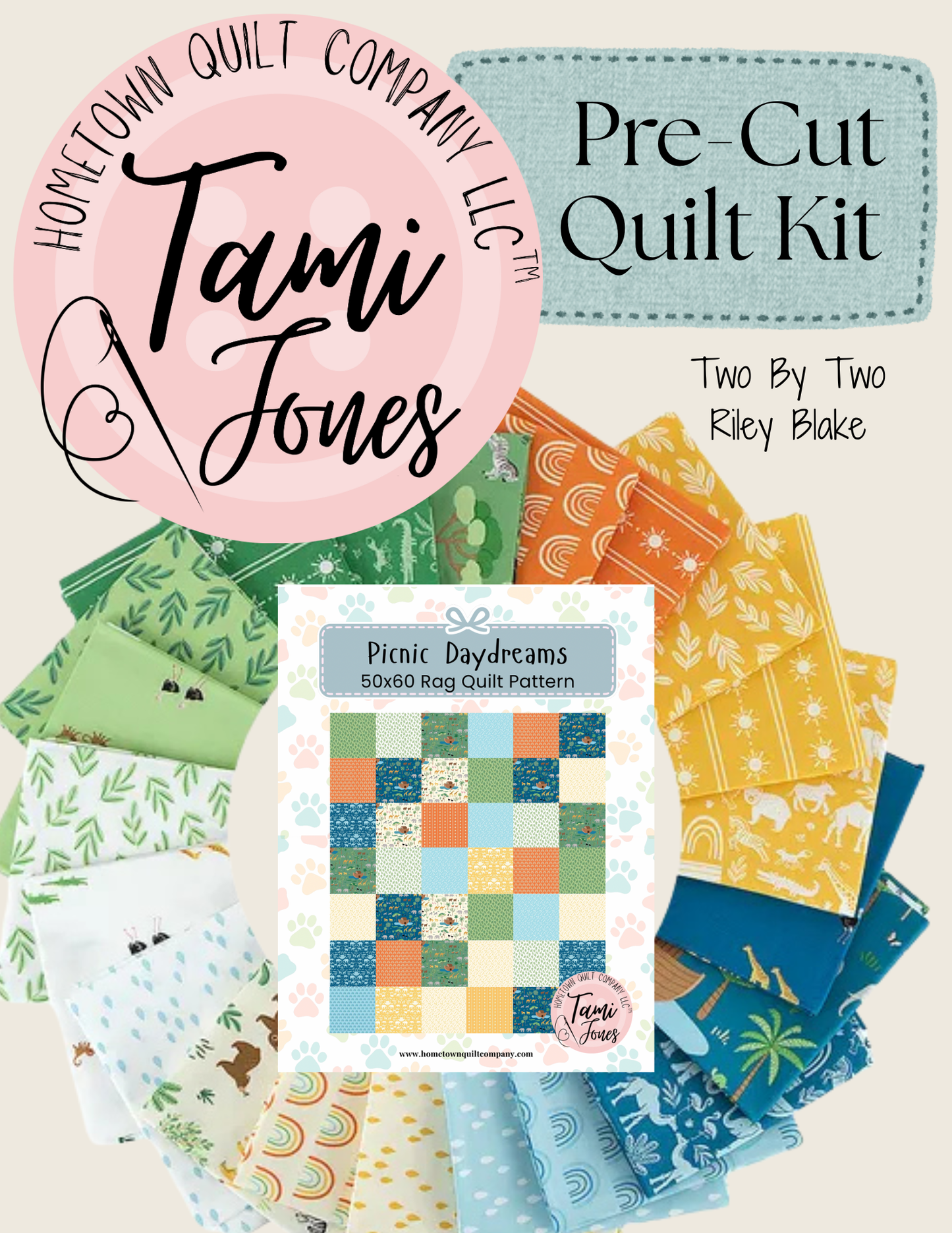 50x60 inch Rag Quilt Kit • Two by Two