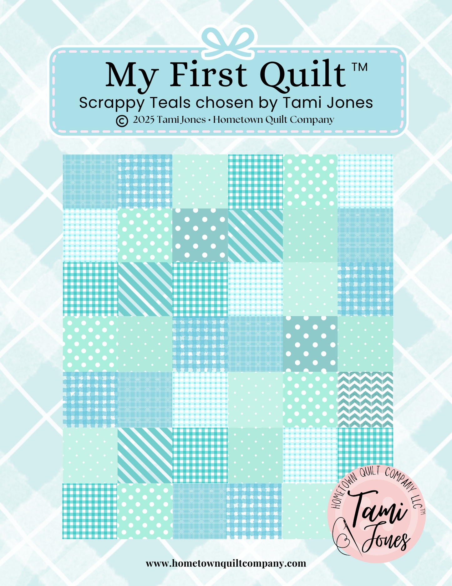 66x86 inch My First Quilt • Scrappy Teals