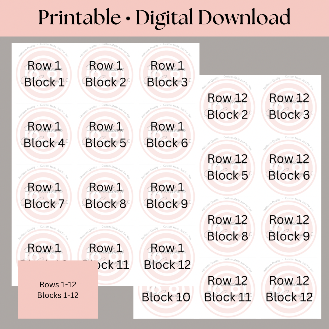 Quilt Block Rows and Numbers Printable