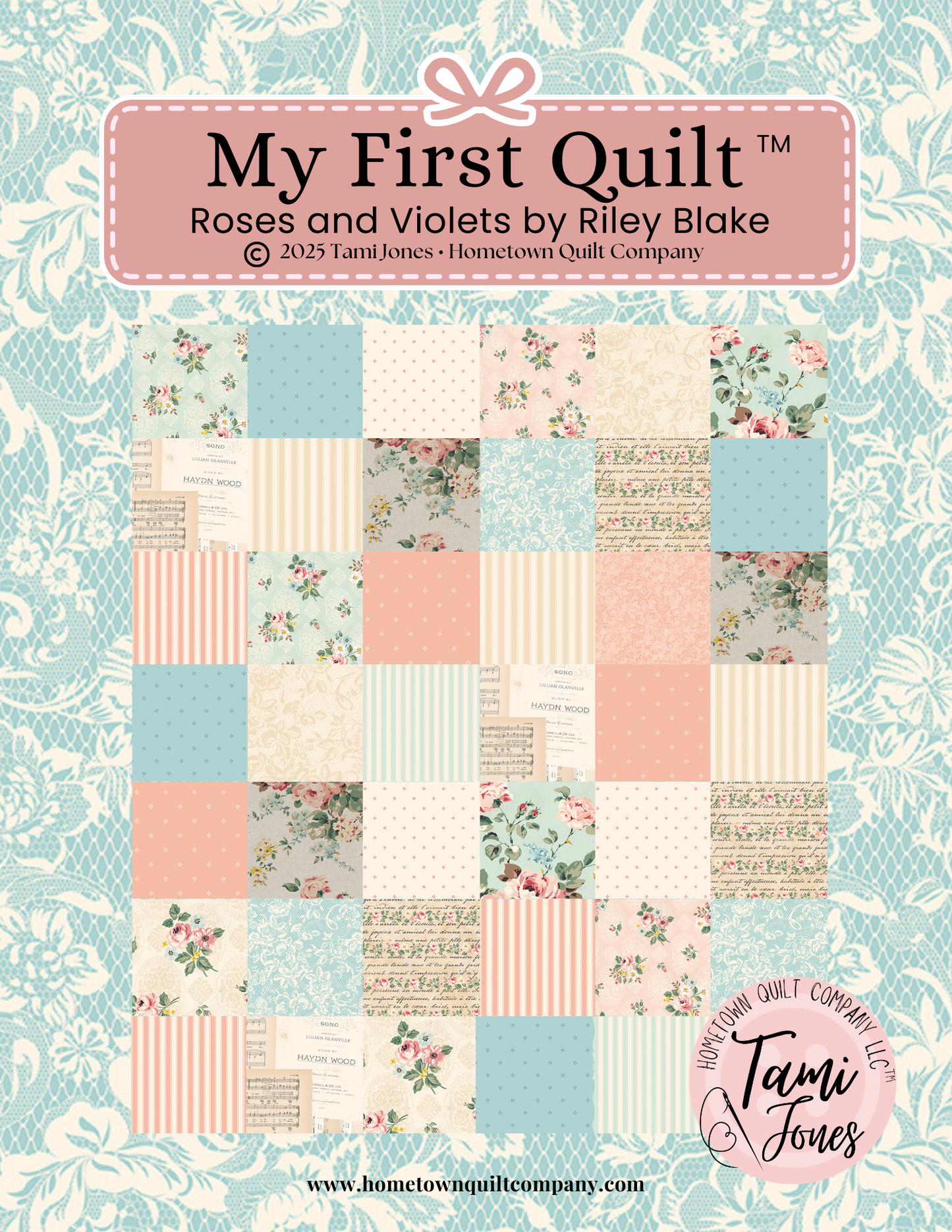 66x86 inch My First Quilt • Roses and Violets