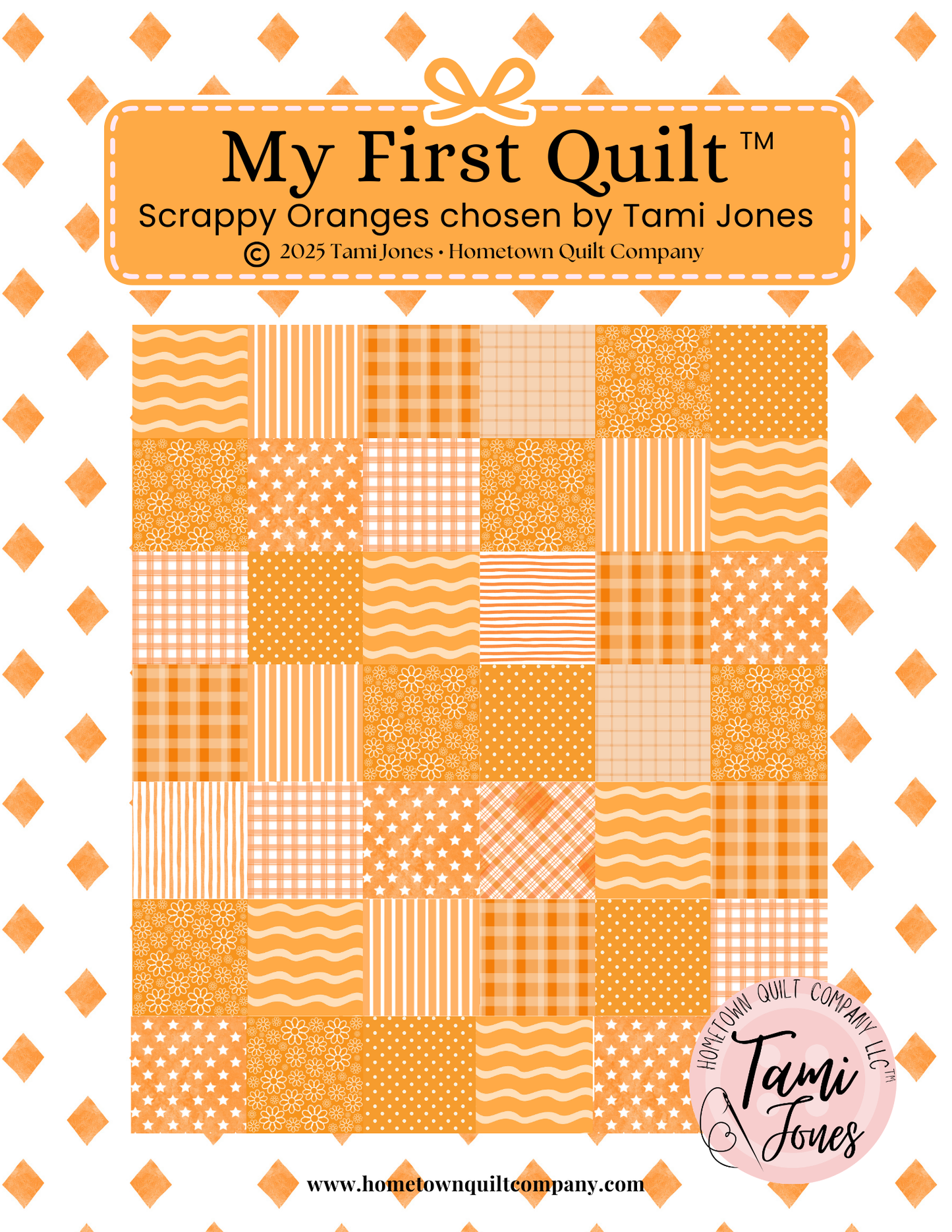 66x86 inch My First Quilt • Scrappy Oranges