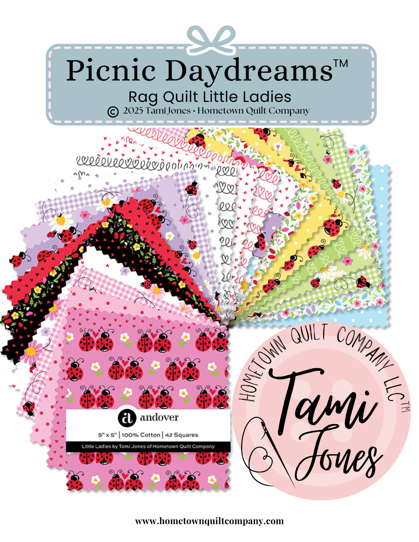 50x60 inch Rag Quilt Kit • Little Ladies by Tami Jones