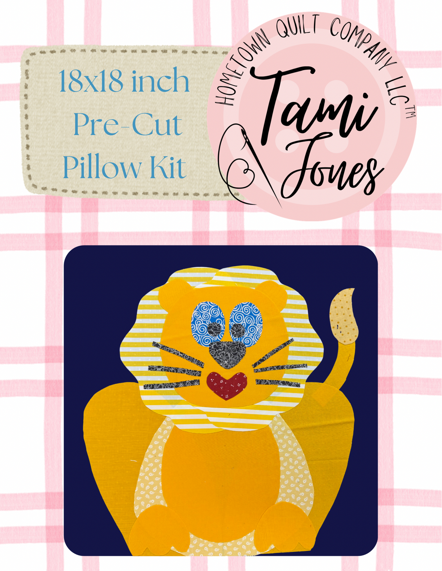 Lion 18x18 inch pre-cut pillow kit