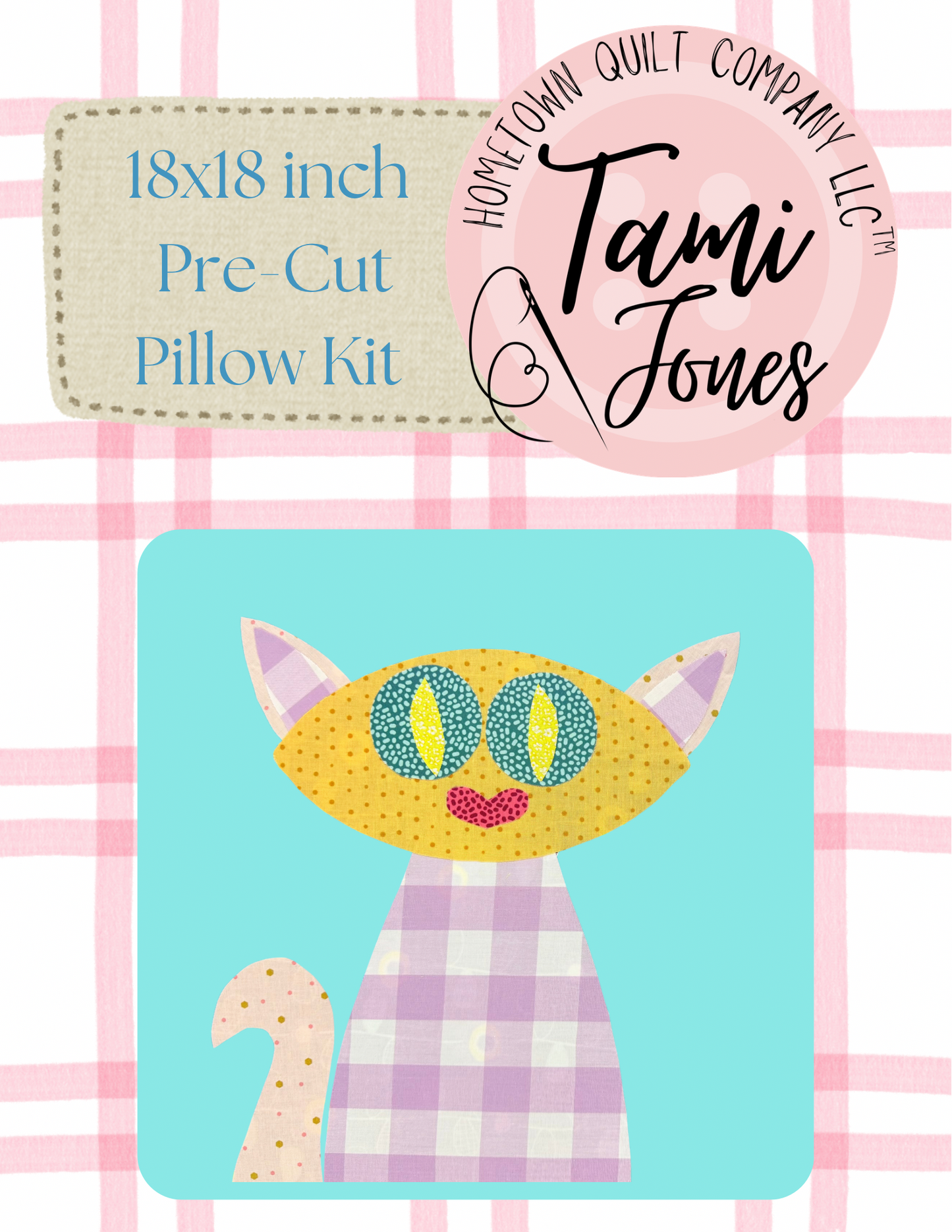 Cat 18x18 inch pre-cut pillow kit