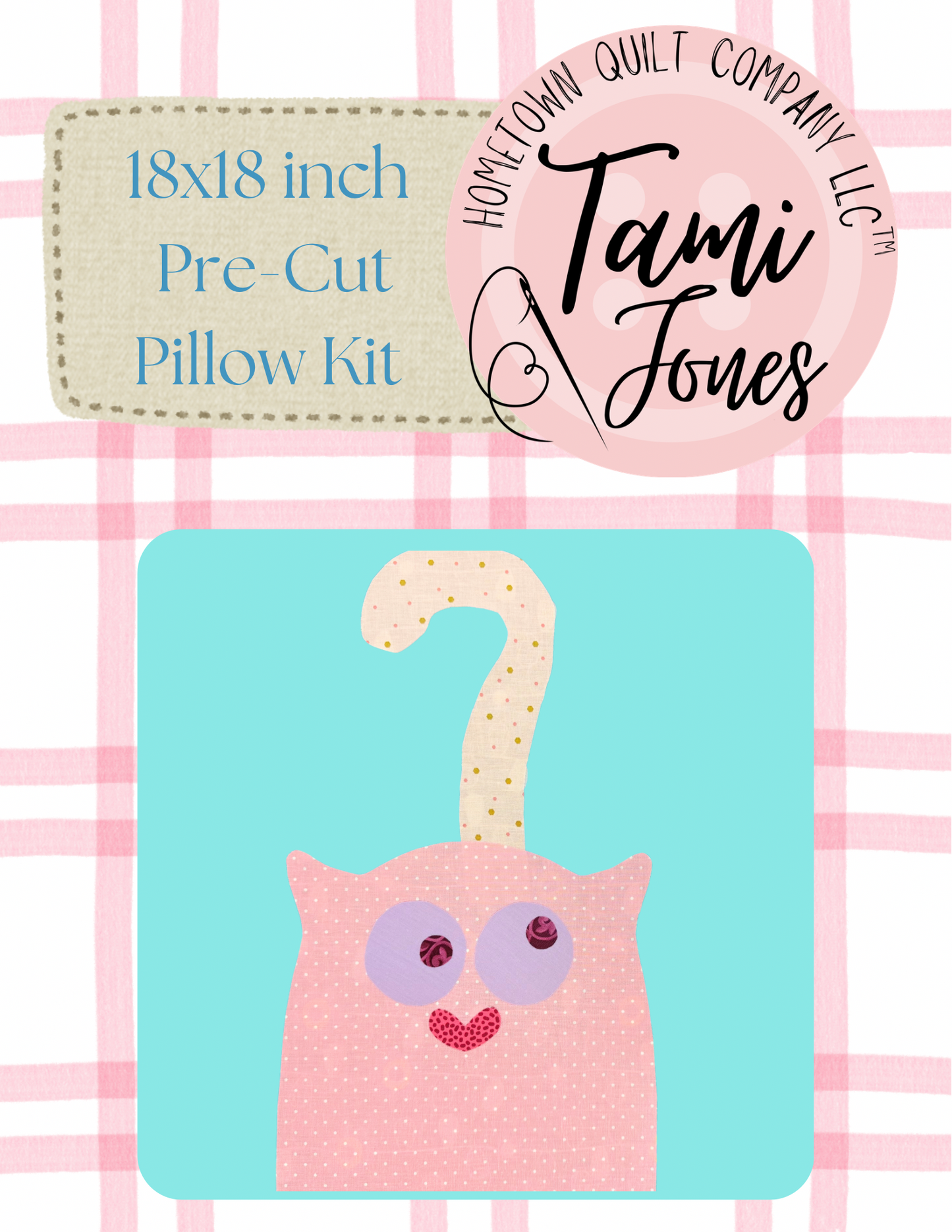 Cat 18x18 inch pre-cut pillow kit