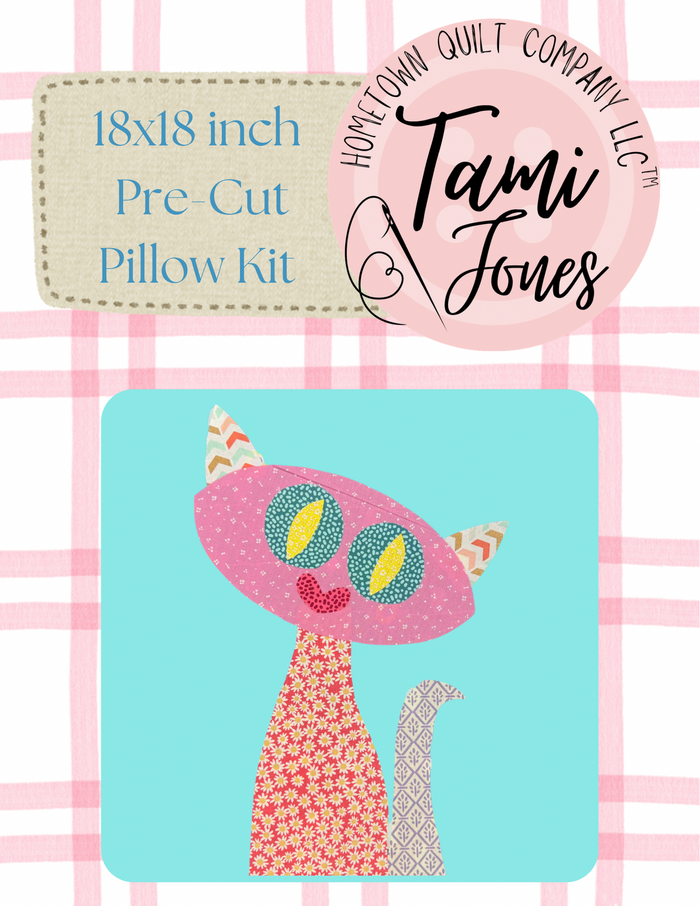 Cat 18x18 inch pre-cut pillow kit