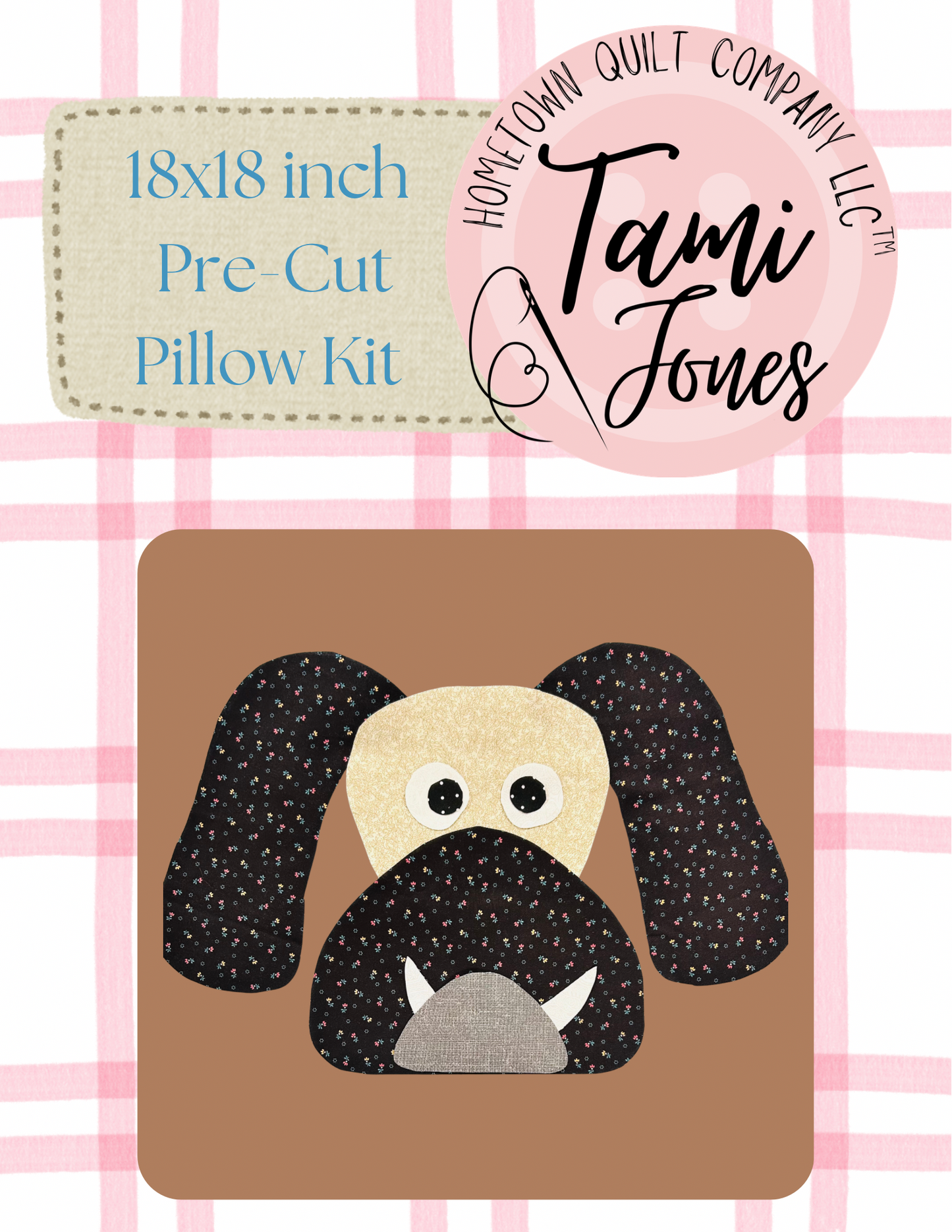 Puppy Dog 18x18 inch pre-cut pillow kit