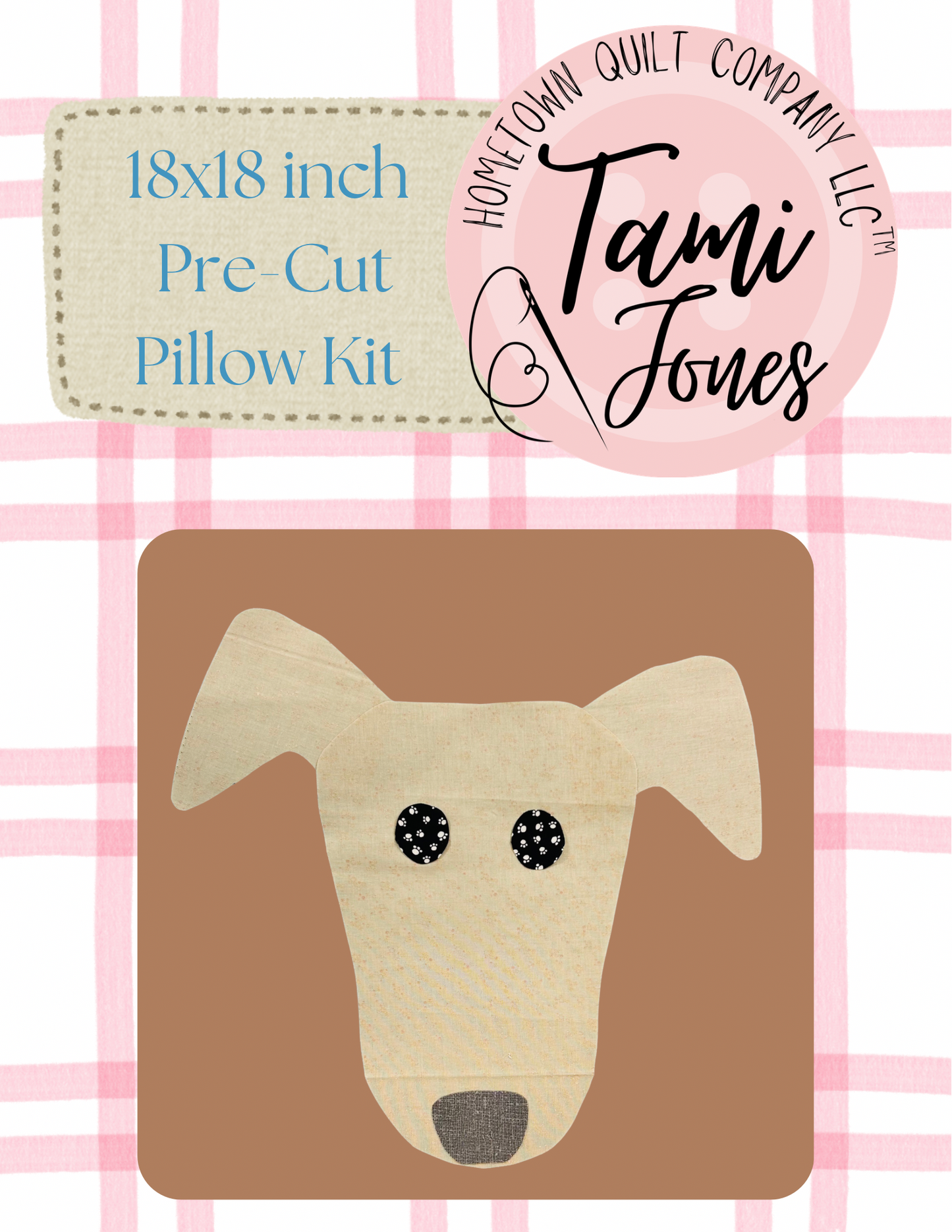 Puppy Dog 18x18 inch pre-cut pillow kit