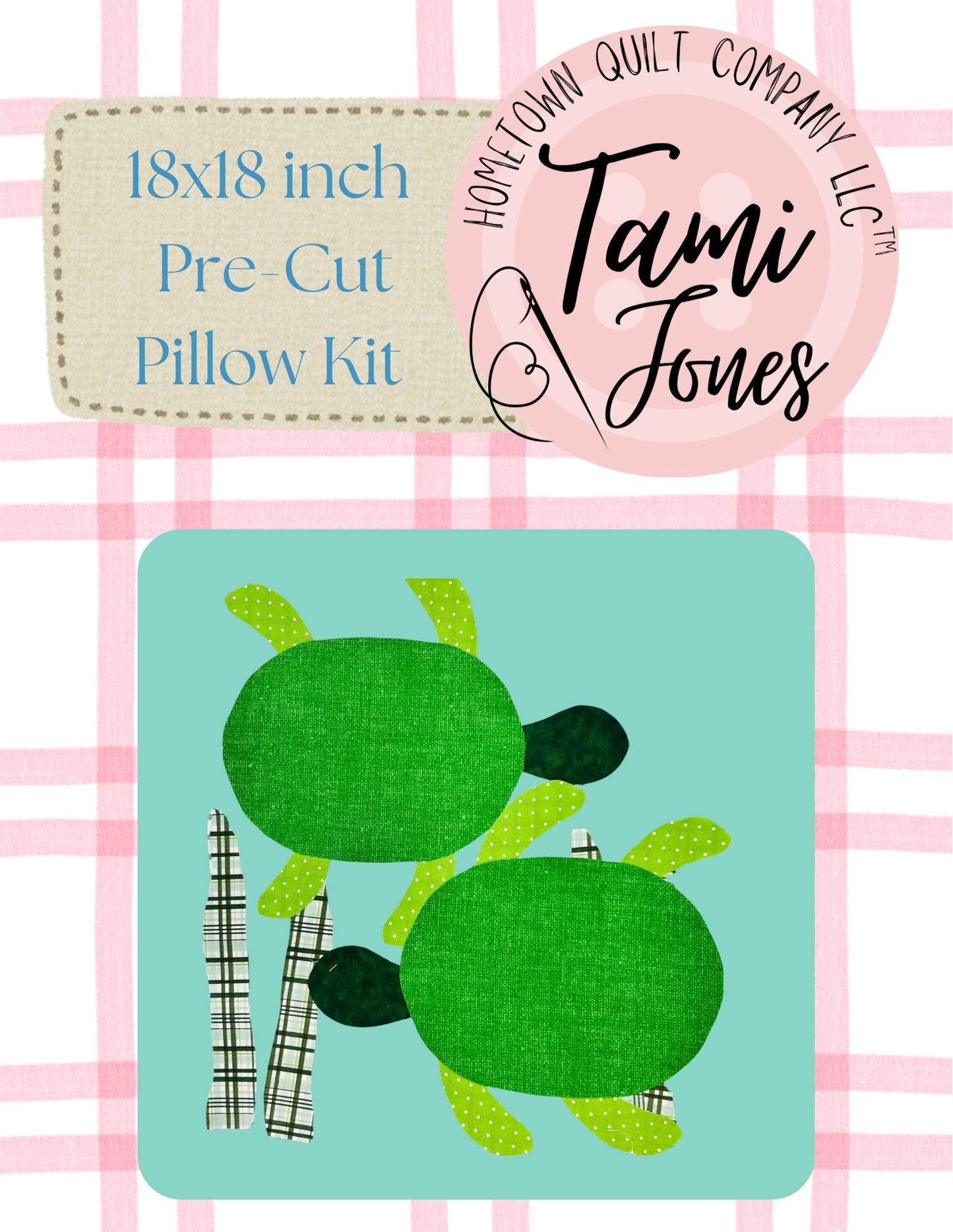 Turtle 18x18 inch pre-cut pillow kit