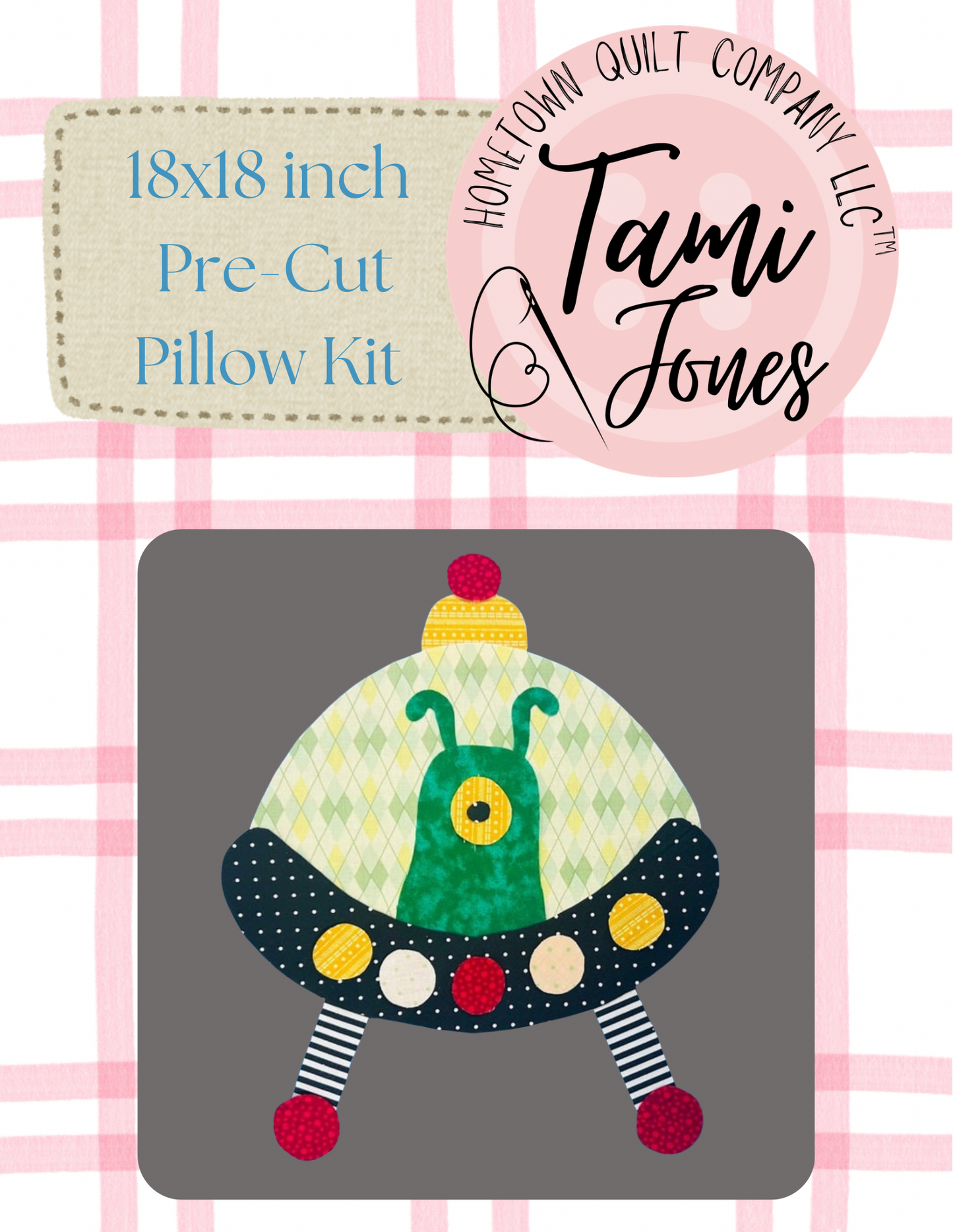 Alien in UFO 18x18 inch pre-cut pillow kit