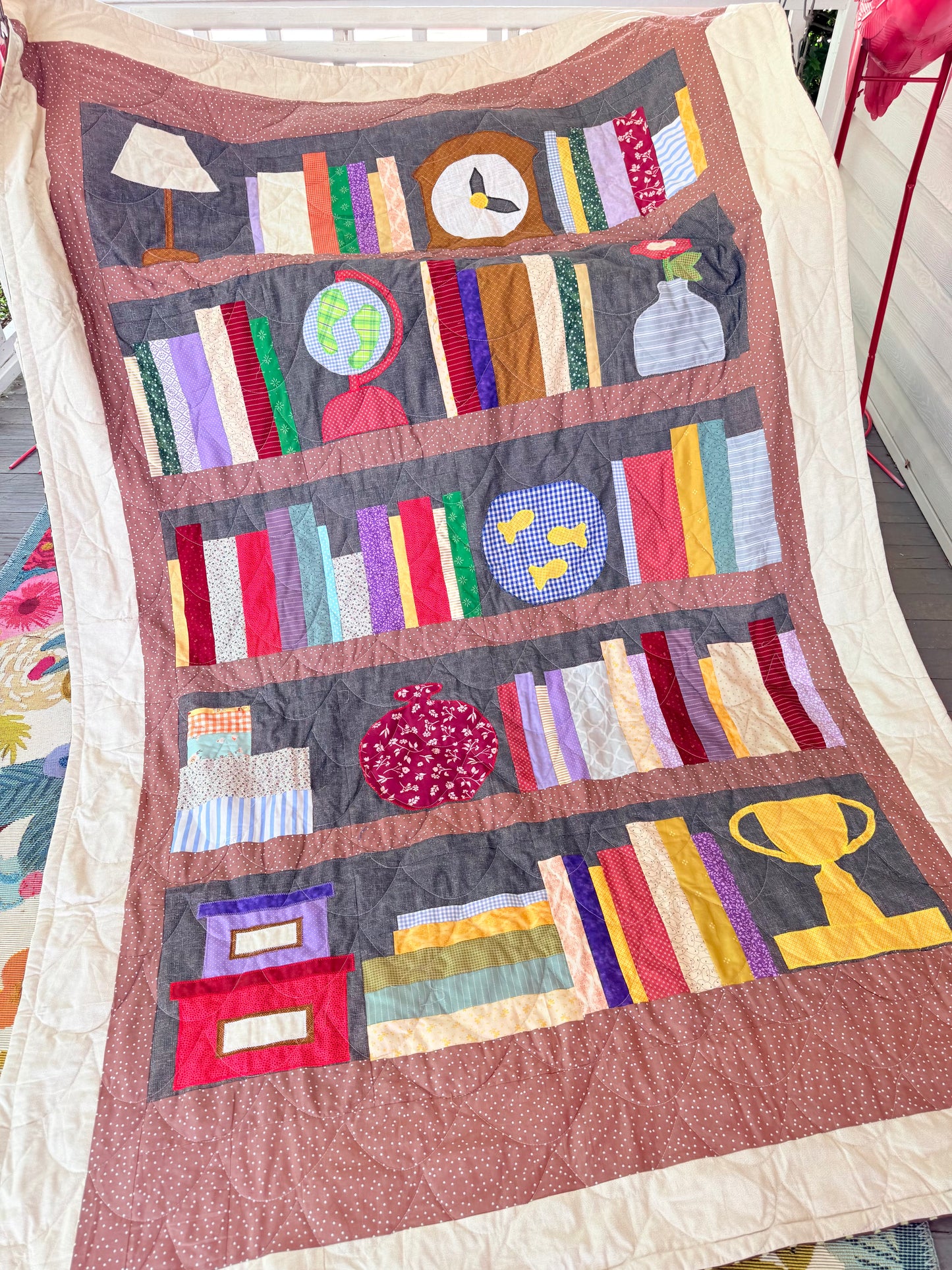 55x80 Bookshelf Finished Quilt