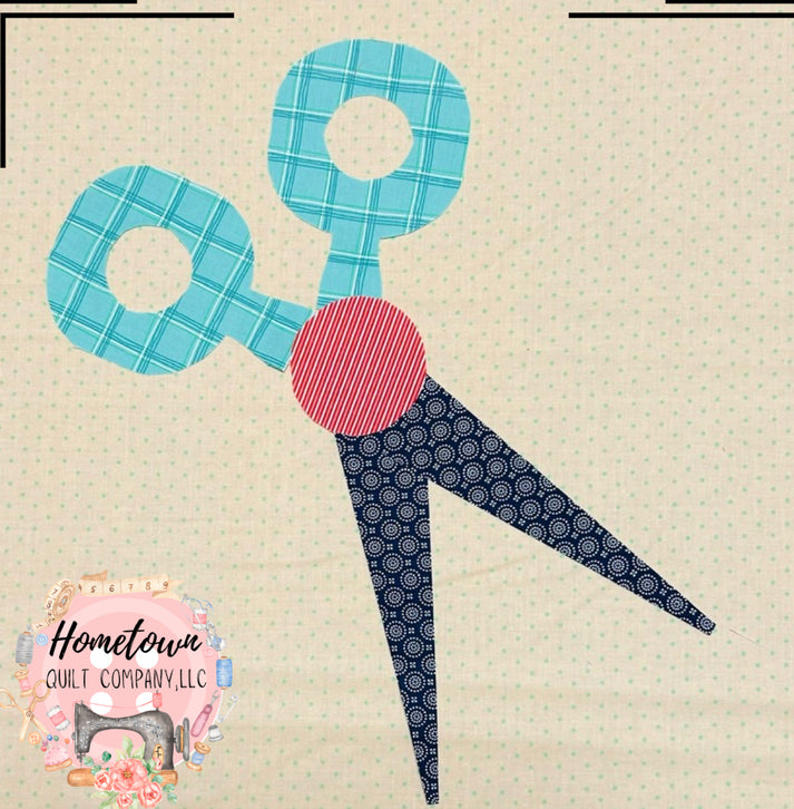 Green Scissors Block Template – Hometown Quilt Company