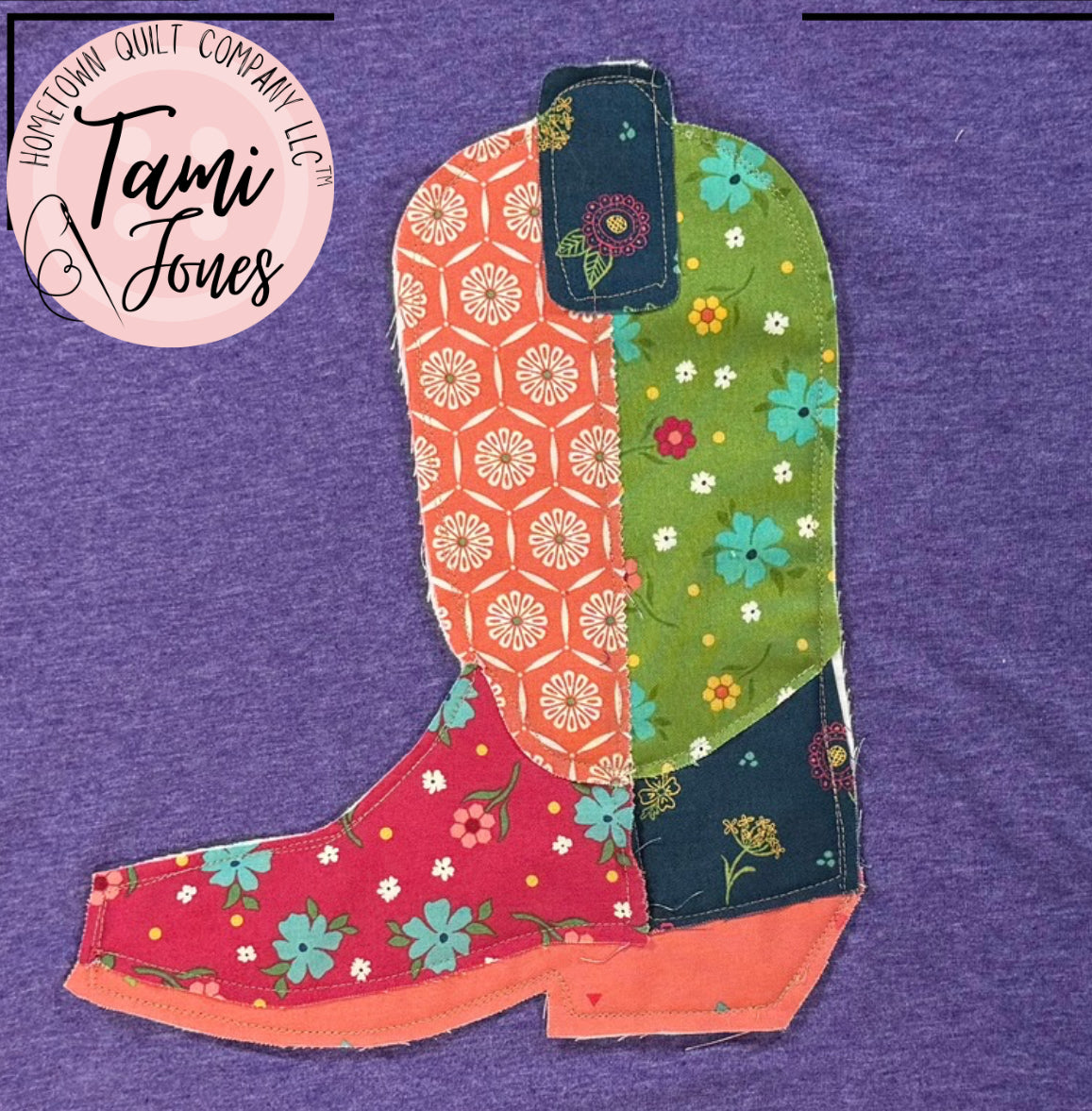 Patchwork Cowboy Boot Appliqué Template
