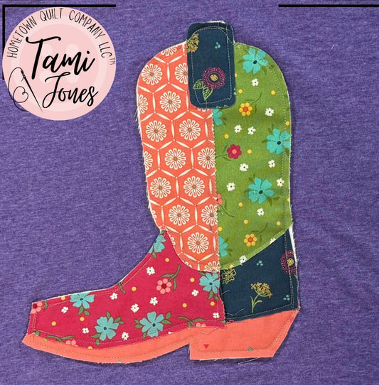 Patchwork Cowboy Boot Appliqué