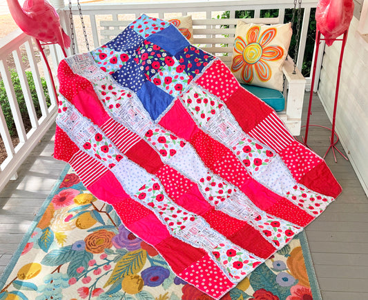 American Flag 60x70 Finished Rag Quilt
