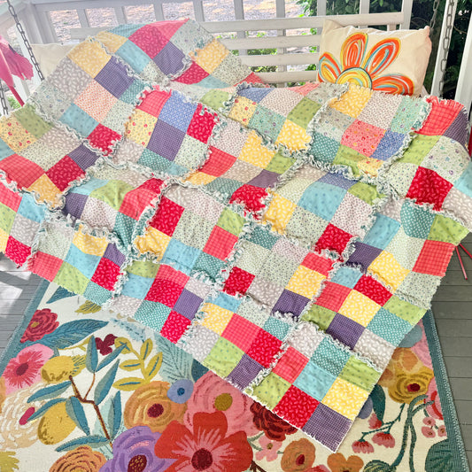62x76 Finished Sweet Things Rag Quilt