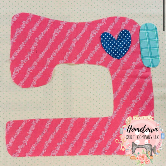 Pink Sewing Machine Block Template