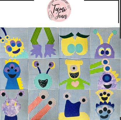 Monster Appliqué Template Set Printed