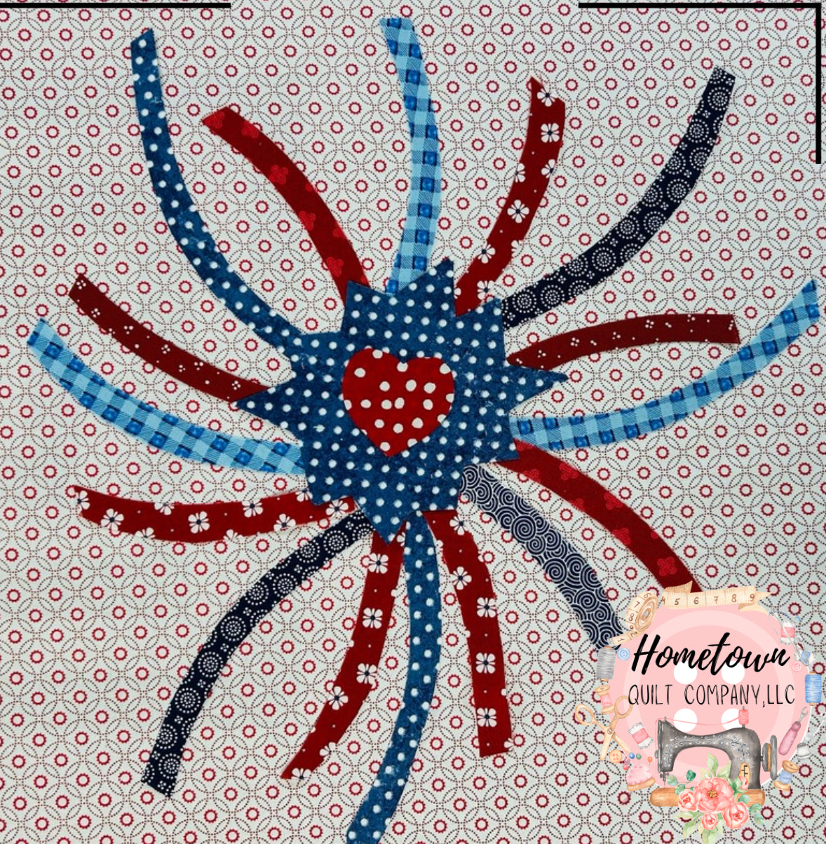 Fireworks in Sky Block Applique