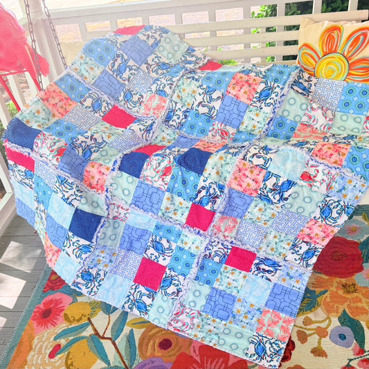 62x76 Finished Coastal Rag Quilt