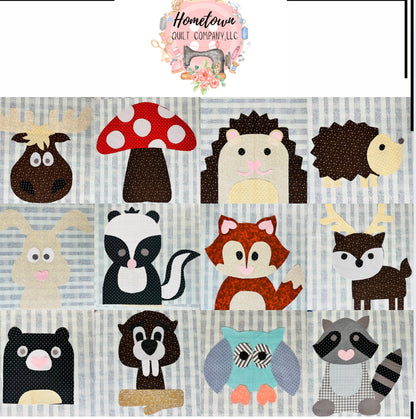 Woodland Animals Appliqué Printed Template Set