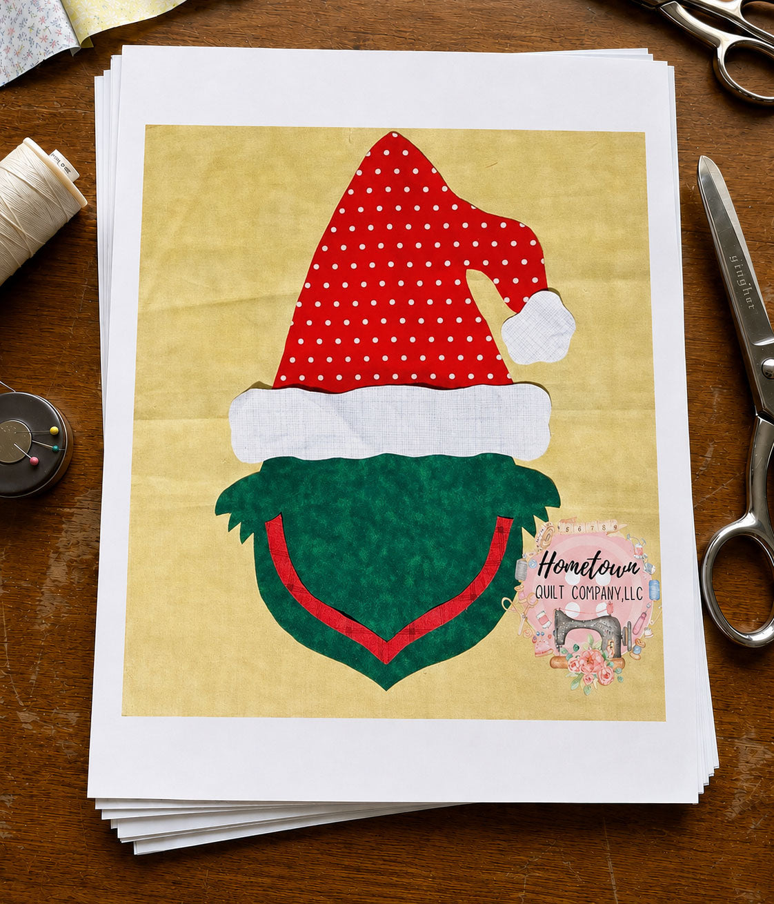 Grinch Appliqué Template Printed