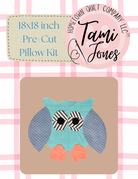 Owl 18x18 inch pre-cut pillow kit
