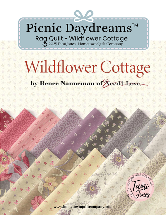 50x60 inch Rag Quilt Kit  • Wildflower Cottage