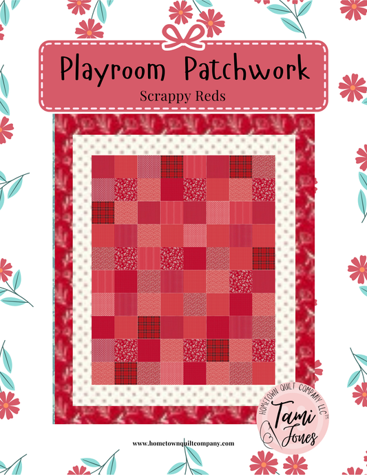 56x64 inch Playroom Patchwork • Scrappy Reds