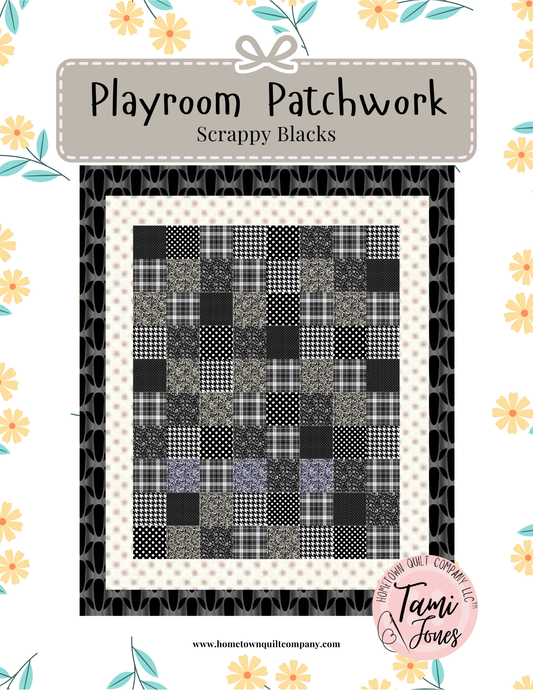 56x64 inch Playroom Patchwork • Scrappy Blacks