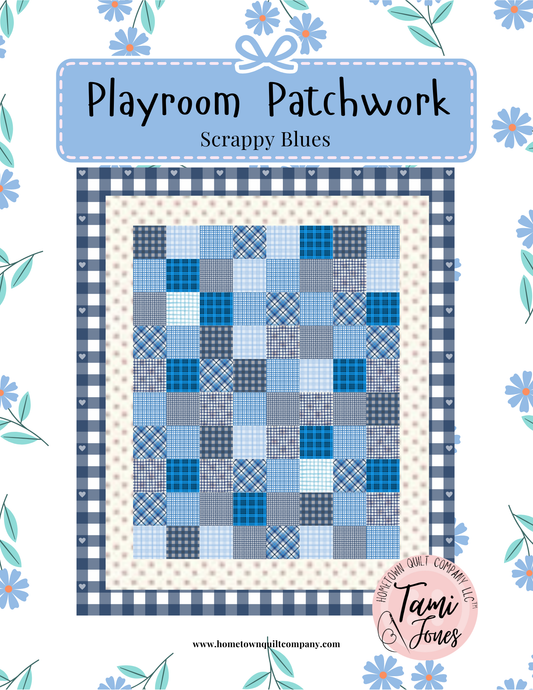 64x96 inch Twin Playroom Patchwork • Scrappy Blues