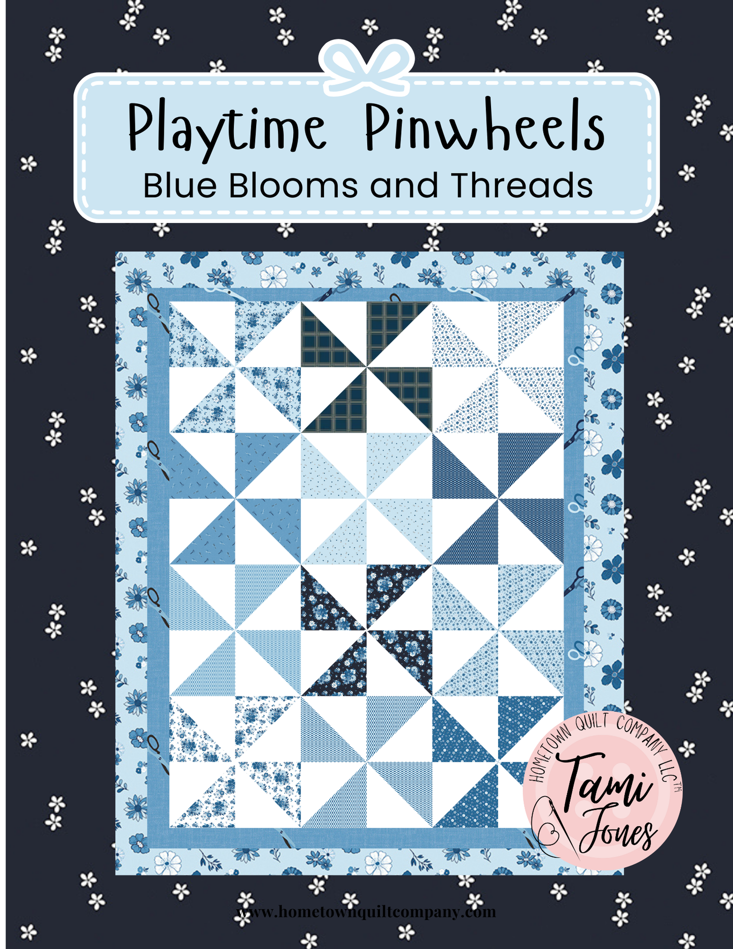 66x86 inch Playtime Pinwheels • Blue Blooms and Threads