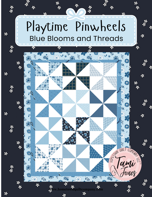 66x86 inch Playtime Pinwheels • Blue Blooms and Threads