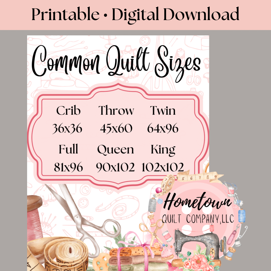 Common Quilt Sizes Printable
