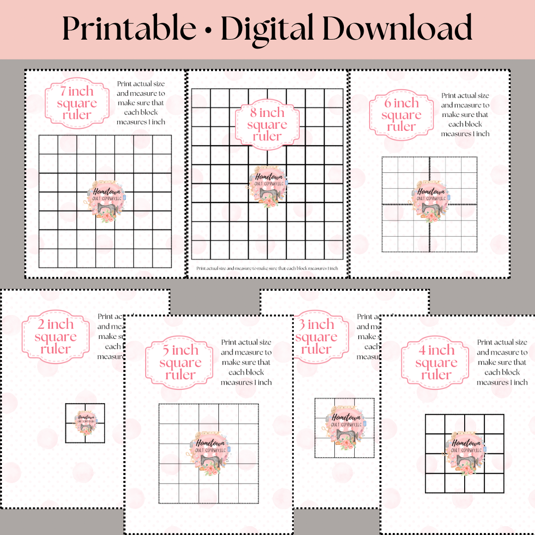 Quilt square rulers 2, 3, 4, 5, 6, 7, 8 inch