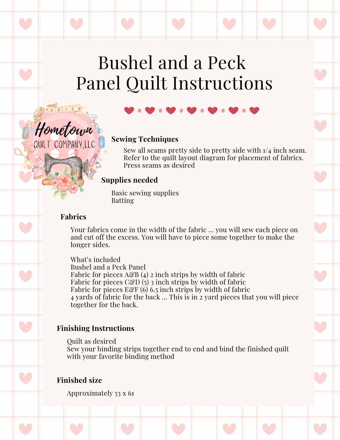 Bushel and A Peck Panel Quilt Kit