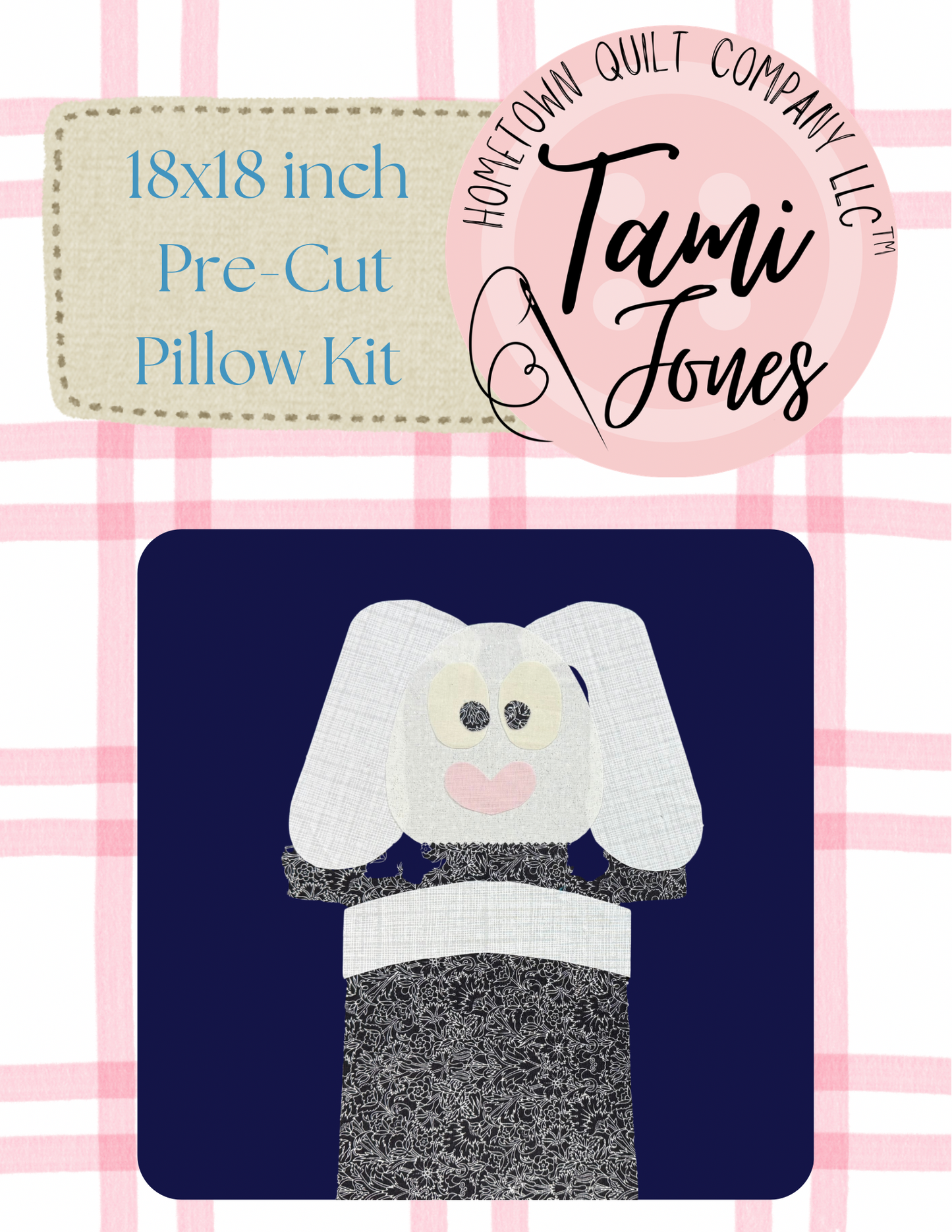 Rabbit 18x18 inch pre-cut pillow kit
