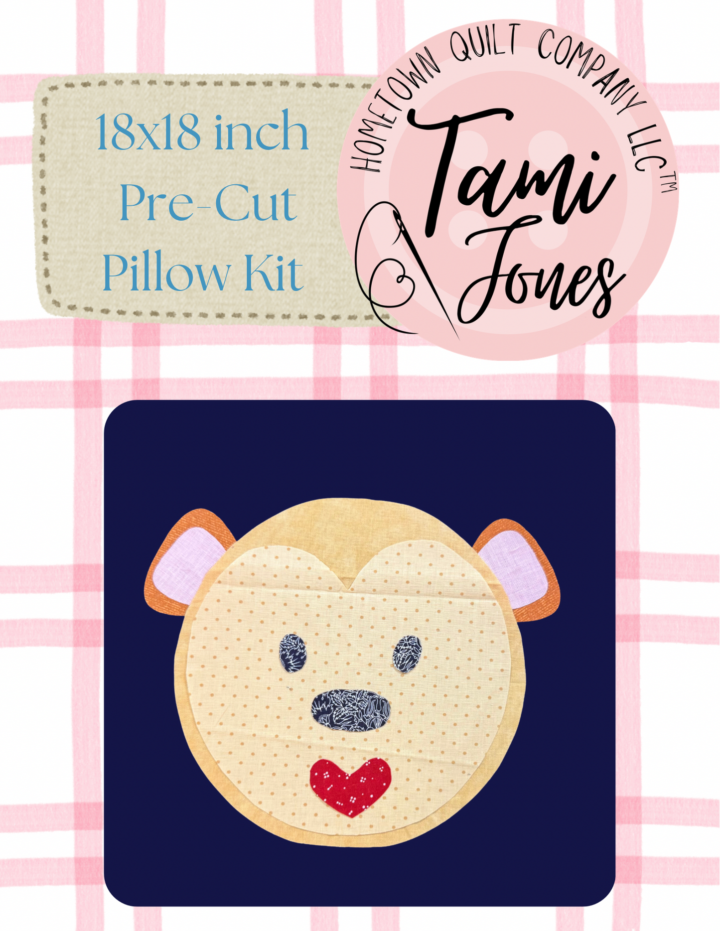 Monkey 18x18 inch pre-cut pillow kit