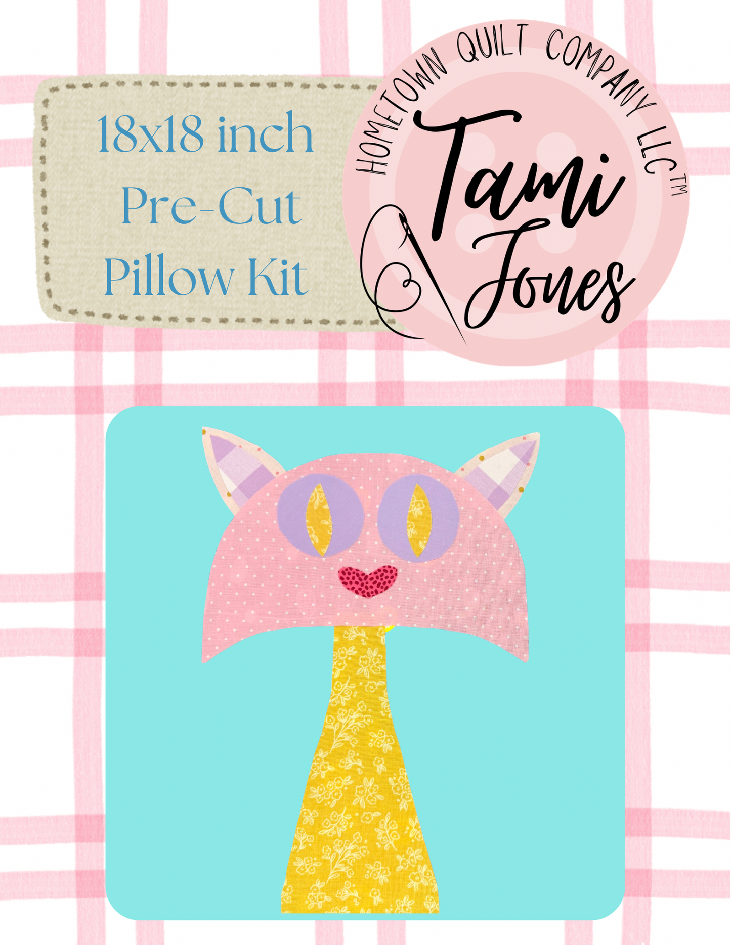 Cat 18x18 inch pre-cut pillow kit