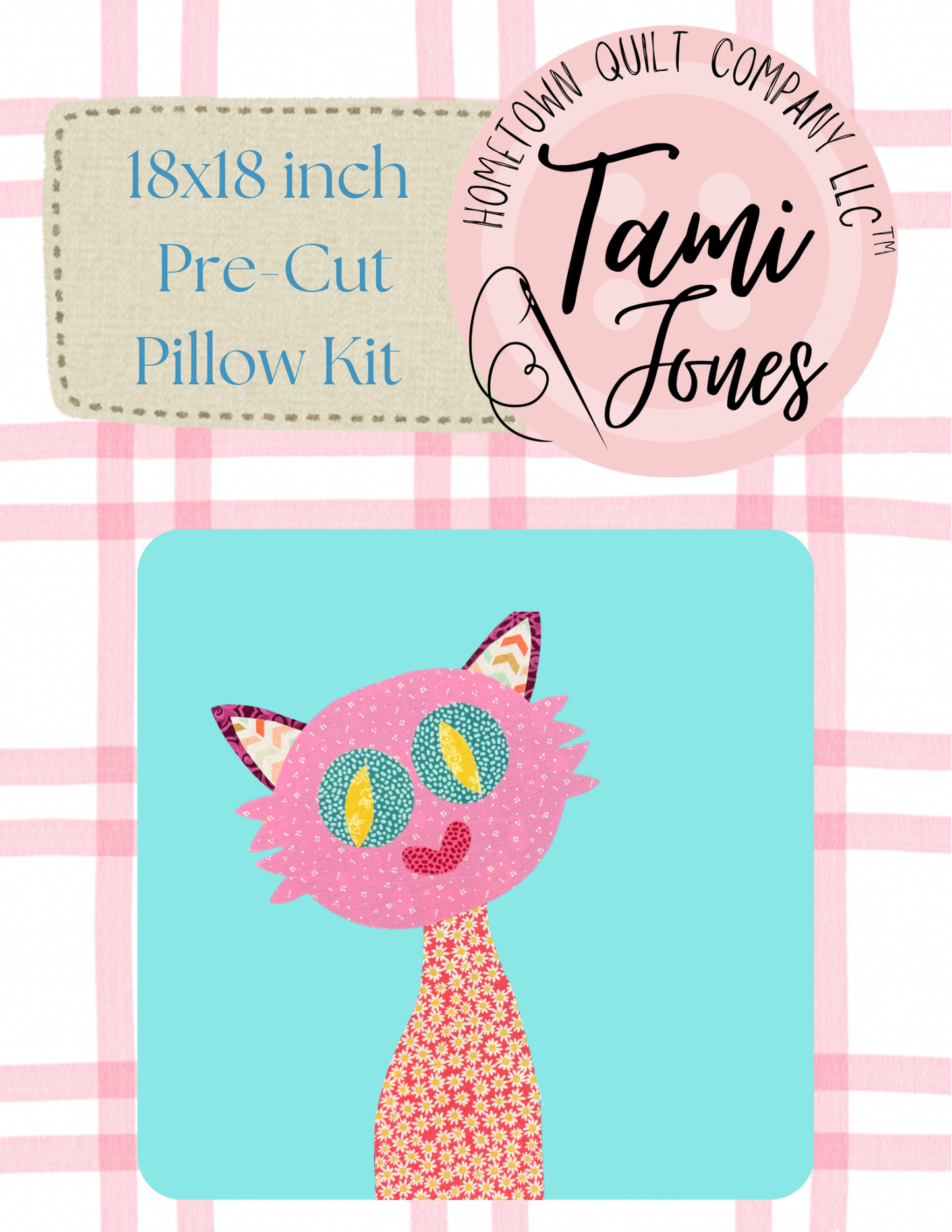 Cat 18x18 inch pre-cut pillow kit