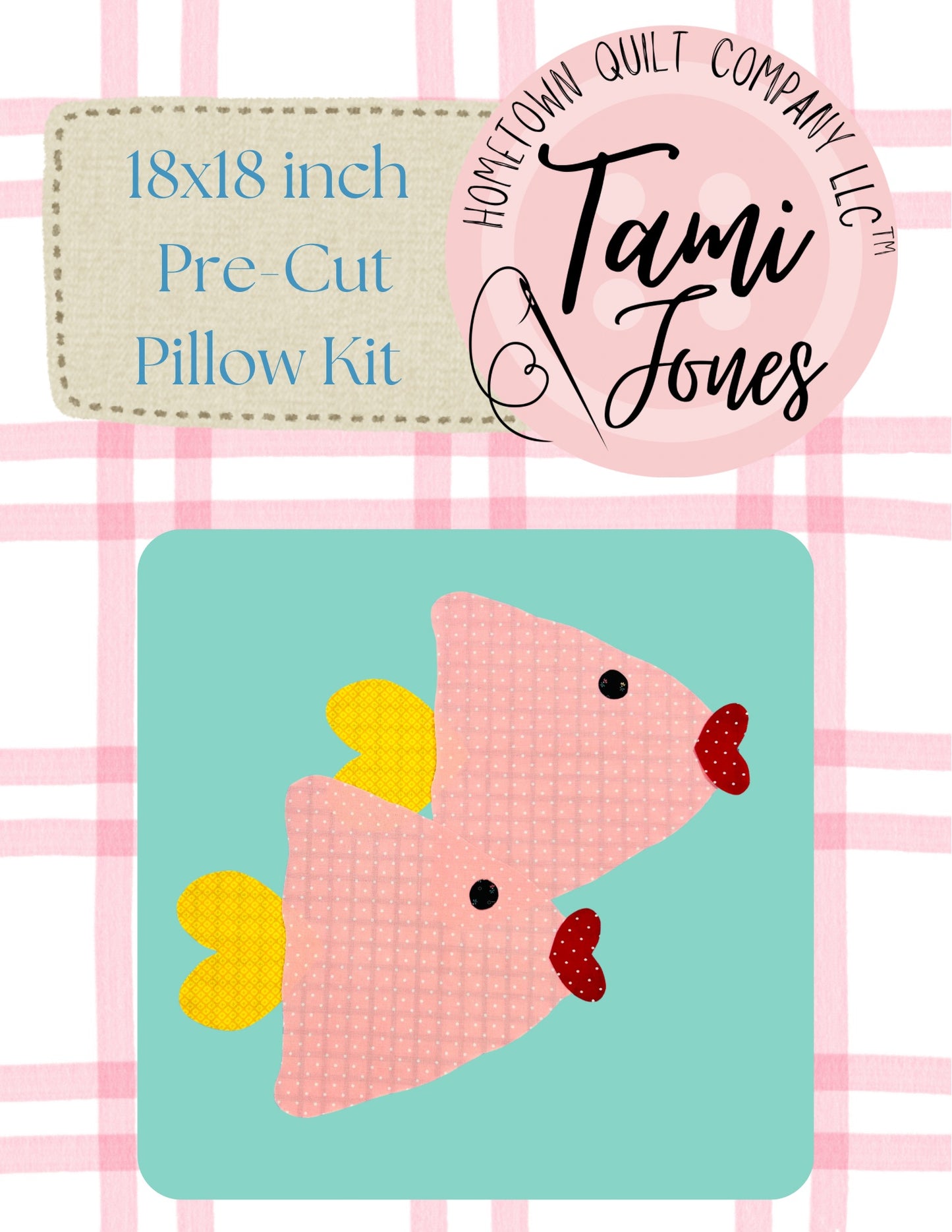 Fish 18x18 inch pre-cut pillow kit