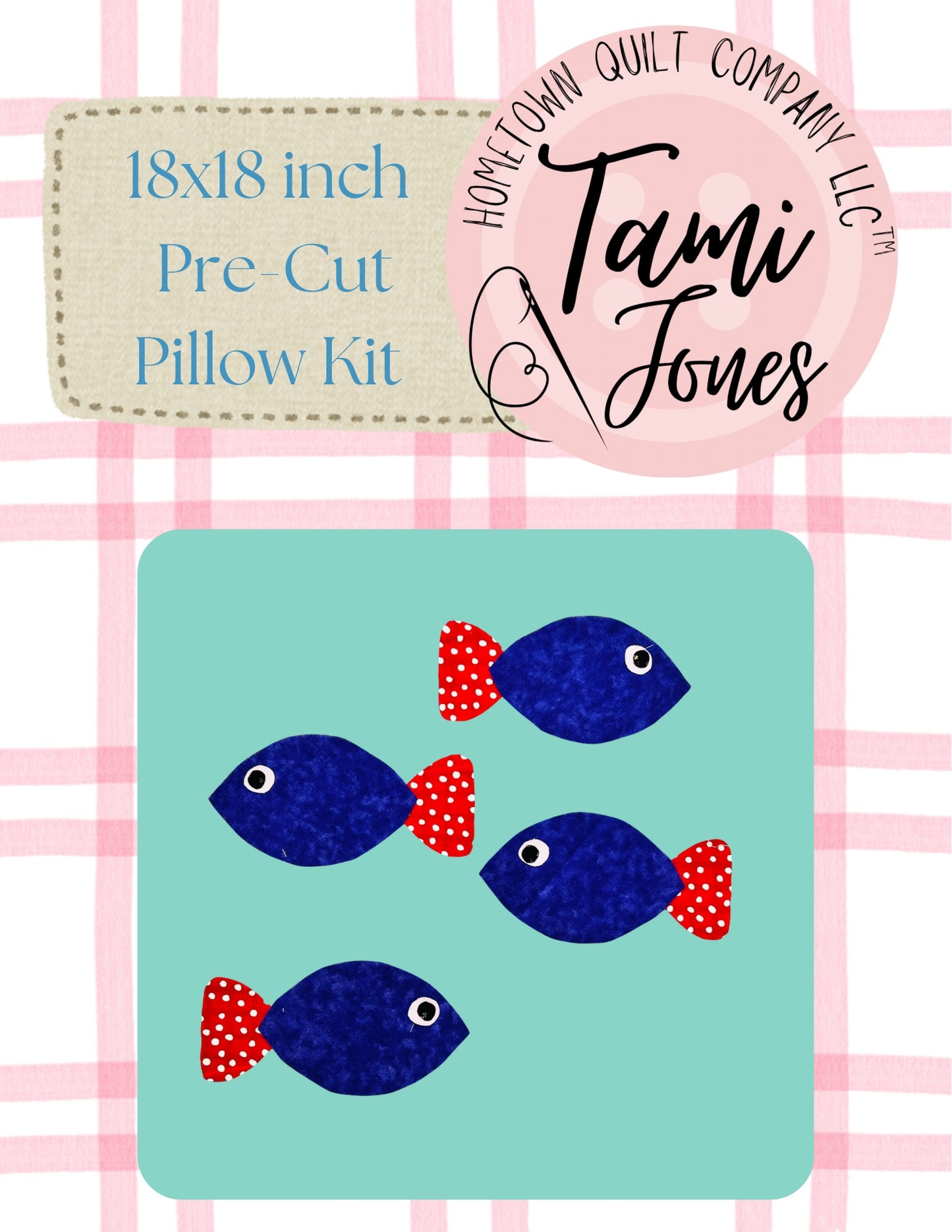 Fish 18x18 inch pre-cut pillow kit
