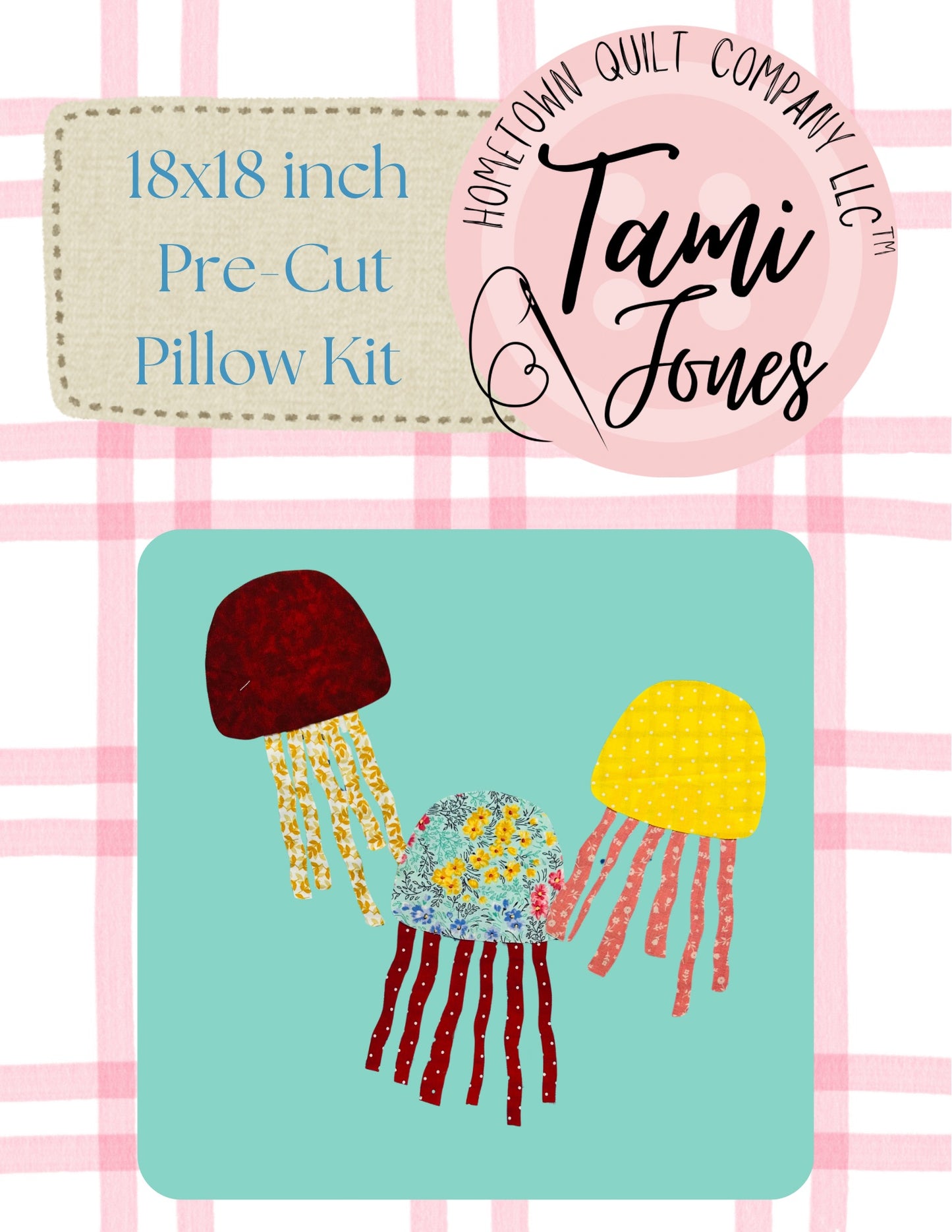 Jellyfish 18x18 inch pre-cut pillow kit