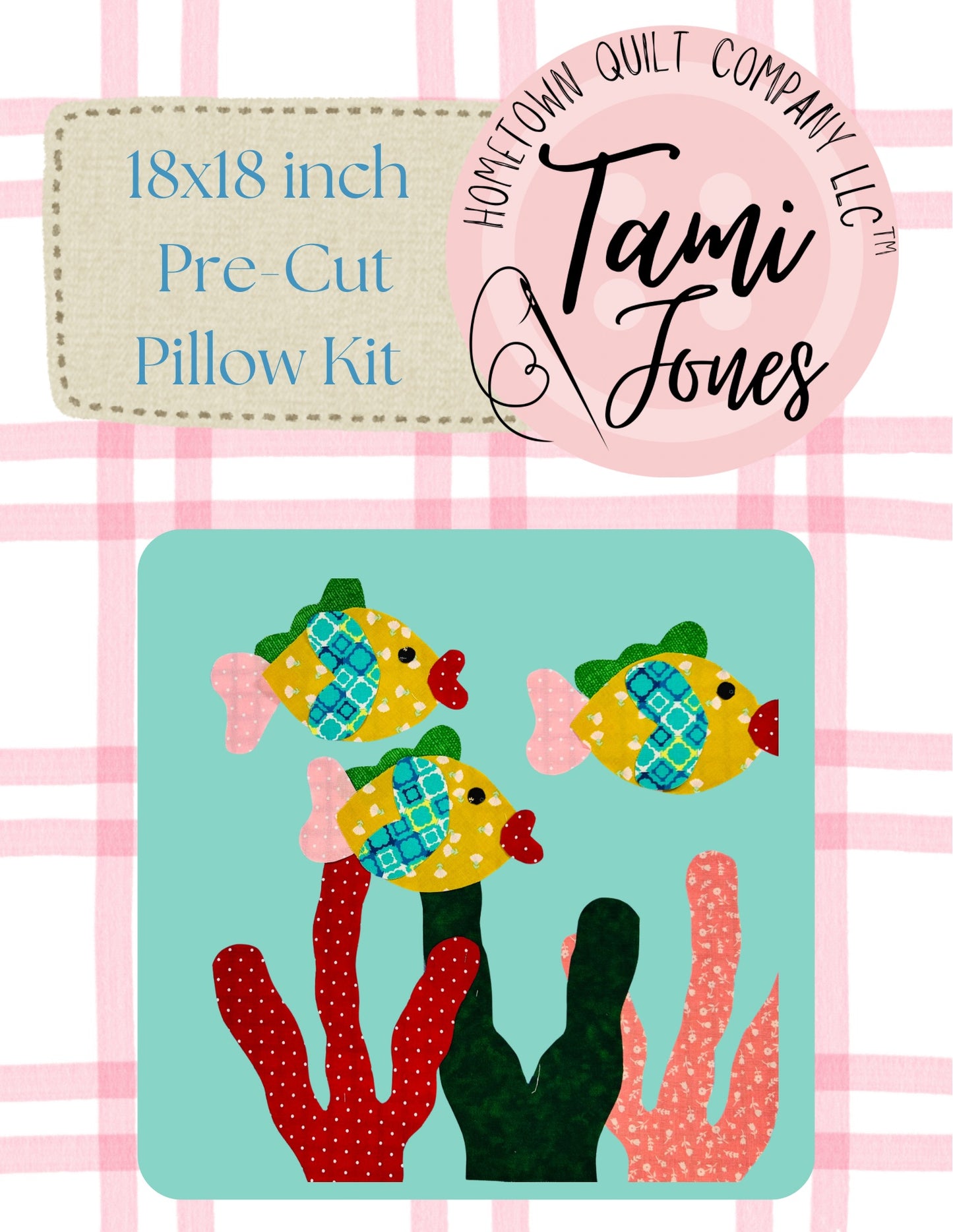 Fish 18x18 inch pre-cut pillow kit
